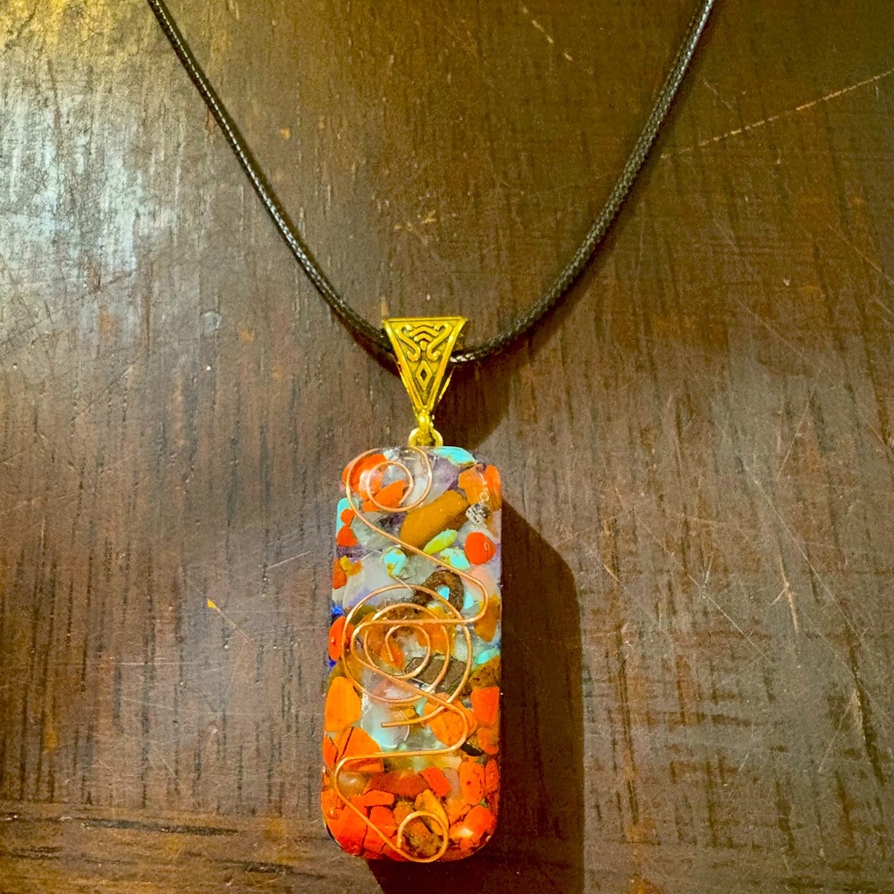 Colorful Seven Chakra Shattered Stones, Unisex Necklace